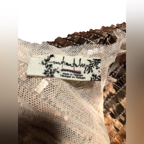 Free People Womens Sequin Halter Ribbon Tie Top in Rose Gold NWOT size M - Picture 11 of 12